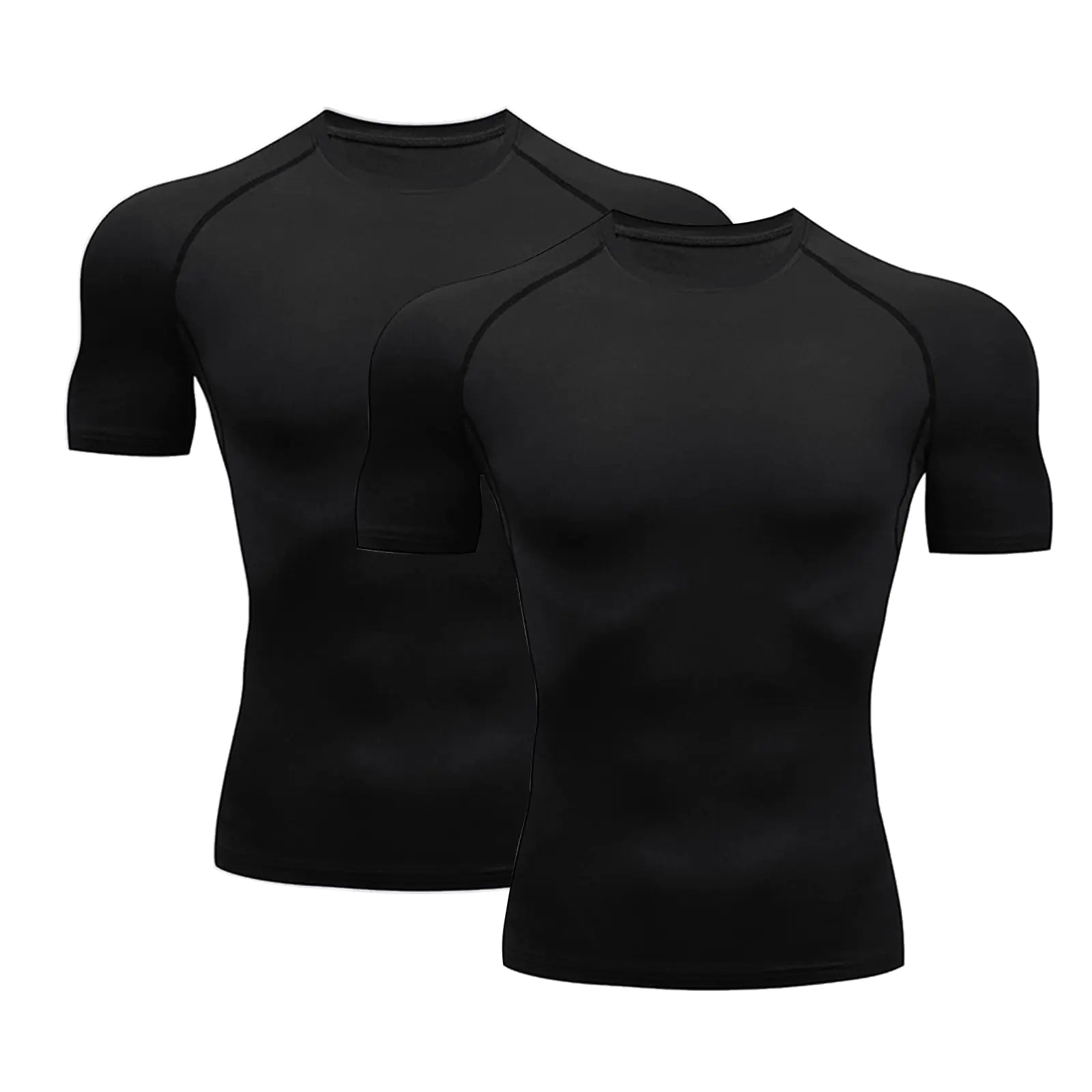 HYCOPROT 2 Pack Mens Compression Shirts Short Sleeve Athletic Workout T-Shirt Cool Dry Sports Baselayer Running Undershirts Tops