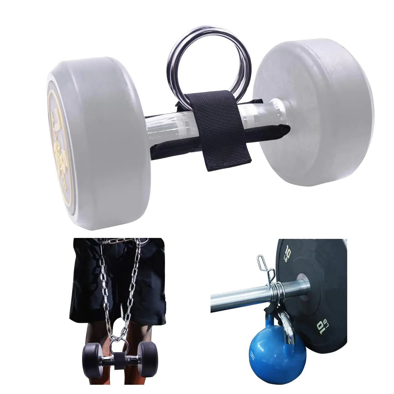 J Bryant Loading Dumbbells Strap for Dip Belt Squat Pull-upLoad Dumbbells Kettlebells on Barbells Weightlifting Accessory 1 Piece(L)